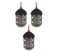 Vidonergy Lot de 3 mangeoires pour pêche à la carpe, cage à asticots et appâts de fond avec trous ventilés, design élastique absorbant les chocs, 26 mm x 48 mm, 29 g, noir + gris transparent
