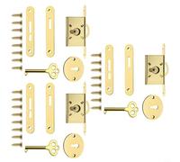 Vidonergy Lot de 3 verrous d'armoire pour boîte à bijoux, quincaillerie de porte vintage avec clés, ensemble de serrures en alliage de zinc bronze antique/doré pour boîtes en bois, boîtes à outils