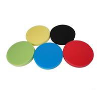 Vidonergy Lot de 5 éponges de polissage rondes et plates de 17,8 cm pour voiture, verre, acier inoxydable et meubles avec 5 couleurs (bleu, rouge, noir, jaune, vert)