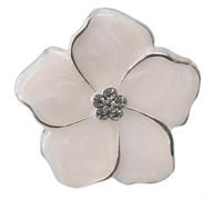 Vidonergy Poignée de placard en forme de fleur émaillée pour tiroir, placard, cuisine, armoire - Alliage de zinc, 45 mm de diamètre, 24 mm de hauteur - Or + blanc, argent + blanc, (argent + blanc)