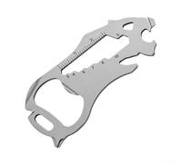 Vidonergy Porte-clés de poche en acier inoxydable - 20,3 cm - Carte d'outils d'extérieur compacte avec décapsuleur, tournevis et règle pour randonneurs, cyclistes et voyageurs (argenté)