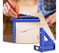 Vidonergy Règle de mesure multi-angles en alliage d'aluminium pour le travail du bois et la construction - Échelle biseautée de 22,5 ° à 90 °, gravée (0,1 mm), échelle en T, (SKU)