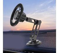 Vidonergy Support de téléphone magnétique pour voiture avec rotation à 360 ° pour tableau de bord ou pare-brise, support de smartphone, matériau en alliage noir ou argent, compatible (noir)