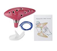 VIDOO 12 Trous en Céramique Ocarina Alto C Tone Handicraft Legend of Zelda Ocarina avec Support-Vin Rouge