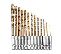 VIDOO 13Pcs Forets Hélicoïdaux HSS Revêtement Titane Queue Hexagonale 1,5-6,5mm