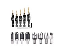 VIDOO 14 Pièces Set de Forets pour Bouchons de Bois Coupe-Bouchon Droit et Conique Perçage de Liège 5/8" 1/2" 3/8" 1/4-B