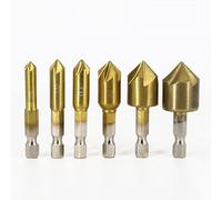 VIDOO 6Pcs Forets à Fraiser HSS Queue Hex 1/4 90 Degrés Coupe-Chanfrein Bois 6-19mm