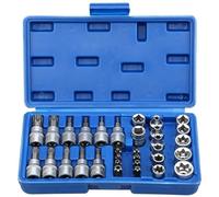 VIDOO Coffret de Douilles Torx et E-Torx 34PCS Entraînement 1/4 3/8 1/2 Acier Chrome Vanadium avec Étui de Rangement pour Automobile et Réparation