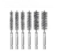 VIDOO Jeu de Brosses de Nettoyage en Acier Inoxydable 6 pcs Argent Poils en Fil Droit pour Perceuse Nettoyage Efficace Élimination de la Rouille