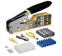 VIDOO Kit d'Outils de Sertissage RJ45 Testeur de Câble Coupe-Fil Connecteurs Cat6 Manchons de Protection Installation Réseau Multifonction