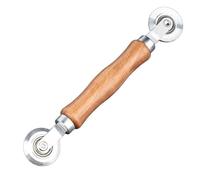 VIDOO Outil de Roulement à Roue Métallique avec Manche en Bois Longueur 22cm Diamètre 3,85cm Installation de Moustiquaire Fenêtre Double Roulette Cannelée Maison