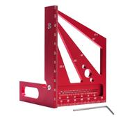 VIDOO Règle de Mesure 3D Multi-Angle Rapporteur Équerre mm/Pouce Alliage d'Aluminium Outil de Traçage en Triangle-Rouge Imperial