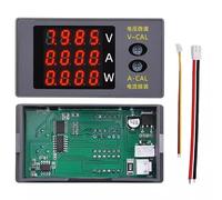VIDOO Wattmètre Voltmètre Ampèremètre Numérique DC730 Mesureur Énergie Tension Courant DC 0~100V 10A 1000W Précision-Rouge + Rouge + Rouge Affichage