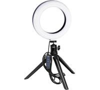 Vidpro RL6 Kit d'éclairage LED avec mini trépied et rotule 15 cm Alimentation USB pour portraits, maquillage, modelage, vloggers, photos macro et YouTube. Température de couleur variable 2800 K 4500