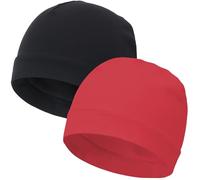 vidsel Bonnet de nuit respirant 100 % coton pour homme et femme - Doux et léger - Doublure de casque de course, 2 Noir et Rouge, taille unique