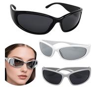 Vidsmow 3 PCS Lunette Futuriste Soleil Futuristes, Accessoires Cosplay Halloween, Lunette de Mode Drole et Tendance pour Adultes et Enfants, Protection UV pour Festivals et Rave Parties
