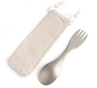 Vidsmow Titanium Camping Cuillère-Fourchette pour Vaisselle Camping, Couvert Camping Réutilisable Résistant à la Chaleur avec Pochette, Couverts Camping Idéals Randonnée et Voyage