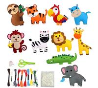 VIDSTW 10 Pièces Kit Couture Enfant Motifs Animaux Kit de Couture Enfant Coloré avec Fil à Broder Aiguilles Plastique Rembourrage Coton pour DIY Créatives Jeux Parents-enfants Activités Manuelles
