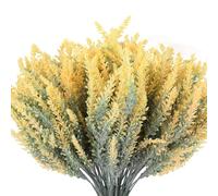 VIDSTW 12 Pièces Fleur Artificielle Flocage Lavande Séchée 36 Cm Fausse Fleur Decoration Lavande Fleurs Artificielles Réaliste pour Décoration Intérieure et Extérieure (Jaune)