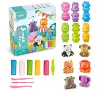 VIDSTW 15 Pièces Pate à Modeler Sets, Outils pour Plasticine, Outils de Pâte À Modeler, Accessoire Pâte à Modeler pour Enfants 3 4 5 Ans, Outil Pétrissage Bricolage Cadeaux Créatifs (Monde Jungle)