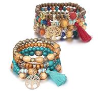 VIDSTW 2 Pièces Bracelet Perles Femme Accessoires Polyvalents lot Bracelet Femme Rétro Artistique Fantaisie Unisexe Utilisé pour Noël Anniversaire Saint Valentin