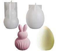 VIDSTW 2 Pièces Moule Oeuf de Paques Oeufs Rayés Moule Bougie Lapin Rayé à Double Boule Oeufs Paques Durable et Facile à Nettoyer S'applique à Bougies Cadeaux de Décorations