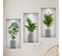 VIDSTW 3Pcs 3D Sticker Mural Plantes 23x45CM Décoration Murale Sticker Plante Auto Adhésif Cuisine Trompe L'oeil Mural Stickers Muraux Vases Autocollant D'Effet,pour Chambre Muraux Salon Décoration