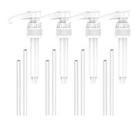 VIDSTW 4 Pièces Pompe Sirop Distributeur Sirop Pompe pour 750ml (Blanc) | 4 Longue Paille et 4 Paille Courte Pompe a Sirop Réutilisable Distributeur Sirop Pompe Doseuse pour Maison, Café, Restaurant