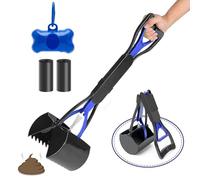 VIDSTW 4 Pièces Ramasse Crotte pour Chien 45CM Mâchoires Pliantes Pelle Crotte Chien Grande Capacité Pince Crotte Chien avec Une Prise Confortable Pince Ramasse Crotte,pour Promener Chien (Bleu)