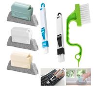VIDSTW 6 Pièces Brosse de Nettoyage Brosse Nettoyage Vitres et Baies Vitrées avec Poignée Antidérapante Nettoyeur Fenetre 3 Styles Nettoyeur Vitre pour Fenêtres Rail Porte Coulissante