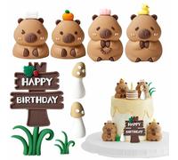 VIDSTW 9 Pièces Mini Capybara Figures Matériau Plastique Sans Bavures Décoration de Gâteau Capybara Geburtstag Deko Design Réaliste Mini-animaux pour Fêtes Décorations D'anniversaire de Baby Shower
