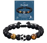 VIDSTW Bracelet Homme Personnalisé, Bresilien Football pour Garçons, Pierre Naturelle Enfant, Ado Garcon, pour Cadeaux Anniversaire, Remise Diplôme