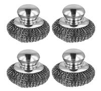 VIDSTW Éponge Fil d'acier avec Poignée 4 Pcs Eponge Metallique Réutilisable | Éponge Vaisselle Acier Inoxydable Eponge Vaisselle pour Nettoyer la Vaisselle, les Casseroles, L'évier