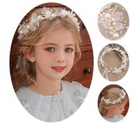 VIDSTW Lot de 5 barrettes à cheveux blanches Pour communion, fiançailles et événements spéciaux - Avec perles et fleurs blanches - Réglable