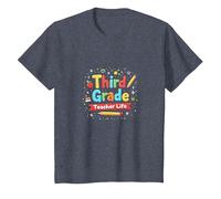 Vie de l'enseignant de troisième année : Aventure éducative colorée T-Shirt, Enfant, Bleu Chiné, 6 Ans