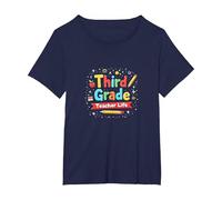 Vie de l'enseignant de troisième année : Aventure éducative colorée T-Shirt, Femme Grandes Tailles, Bleu Marine, 1X