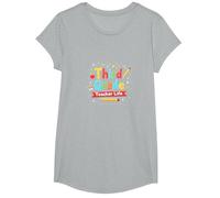 Vie de l'enseignant de troisième année : Aventure éducative colorée T-Shirt, Fille, Gris Chiné, M