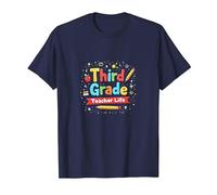 Vie de l'enseignant de troisième année : Aventure éducative colorée T-Shirt, Homme, Bleu Marine, 5XL