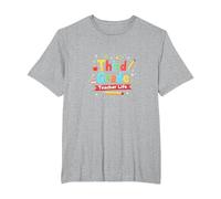 Vie de l'enseignant de troisième année : Aventure éducative colorée T-Shirt, Homme Grandes Tailles, Gris Chiné, 5X Tall