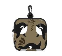 Vie Marine Baleine Gros Poisson drôle Animal,Pochette de Rangement carrée à Fermeture éclair, Porte-Monnaie en néoprène, Petit Portefeuille, Pochette à Monnaie, Porte-Monnaie