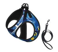 Vie Marine Blue Sea World Coral Dolphin,Harnais pour Animaux de Compagnie, Harnais réfléchissant réglable pour Chien,M