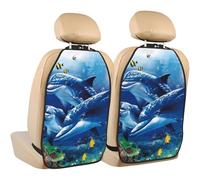 Vie Marine Blue Sea World Coral Dolphin,Lot de 2 Tapis de Protection pour siège arrière de Voiture, Organisateur de siège arrière Durable