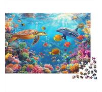 Vie Marine sous-Marine Puzzle Vie des Tortues Marines 1000 Pièces Papier Épais pour Amateurs Impression HD Coupe Précise Loisir Créatif Cadeau D’Anniversaire Exclusif 52x38cm/1000pcs
