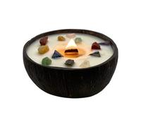 VIE Naturals Bougie faite à la main dans une coquille de noix de coco naturelle, pierres précieuses chakra