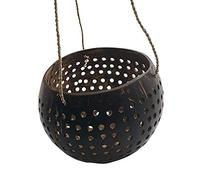VIE Naturals Design 3 Sculpté Suspendu de Noix de Coco avec Une Corde Stable Jute, 15 cm Taille