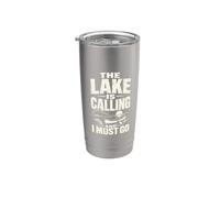 Vie sur le lac vieilli Pêche Camping The Lake Is Calling and Gobelet isotherme en acier inoxydable double paroi