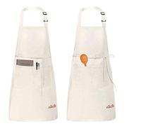 Viedouce 2 Pack Tabliers de Cuisine Etanche,Tablier Réglable avec Poches pour Cuisine Familial,Restaurant,Jardin,Barbecue,école,Café,Tablier pour Chef,Boulanger,Serveurs,Serveuse