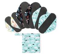 Viedouce Protege Slip Lavable,Serviette Hygiénique Maternité,Lot de 6 Serviettes Réutilisables,Matière à forte Absorption en Maille Respirante,Protège Accouchement avec 1 étanches Sacs de rangement