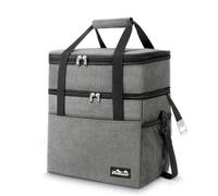 Viedouce Sac Glacière Isotherme Extensible pour Hommes Femmes, Doubles Compartiments Étanches Sac de Pique-Nique avec Bandoulière & Ouvreur de Bière pour Déjeuner/Camping/Voyage (Gris, 30L)
