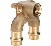 Viega Panneau mural double Sanpress 687908 22 mm x Rp 2000 / 2 x 22 mm, bronze ou bronze silicium, avec SC-Contur